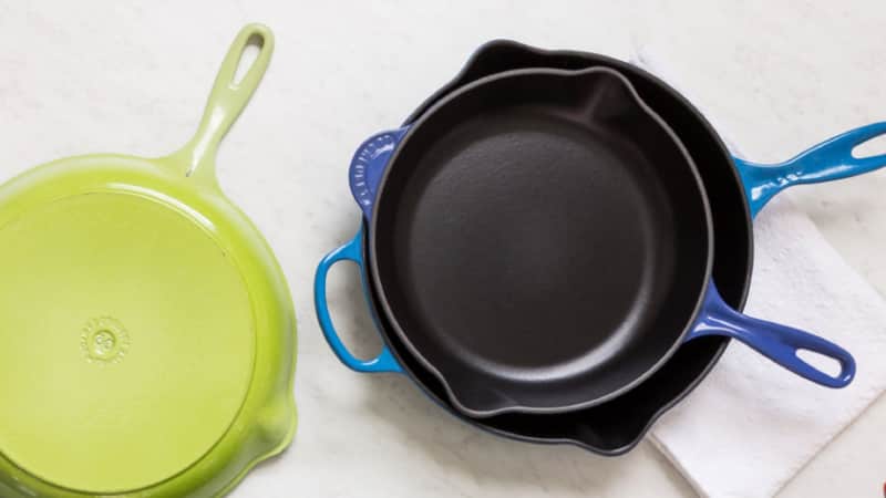 Enameled cast 2024 iron skillet